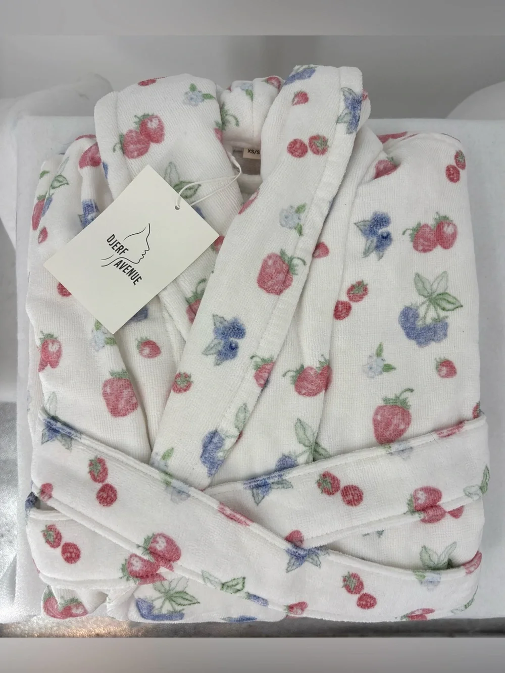 Brand Djerf Avenue Robe And Beauty Bag Set Summer Berries Fruit Pattern XS-S